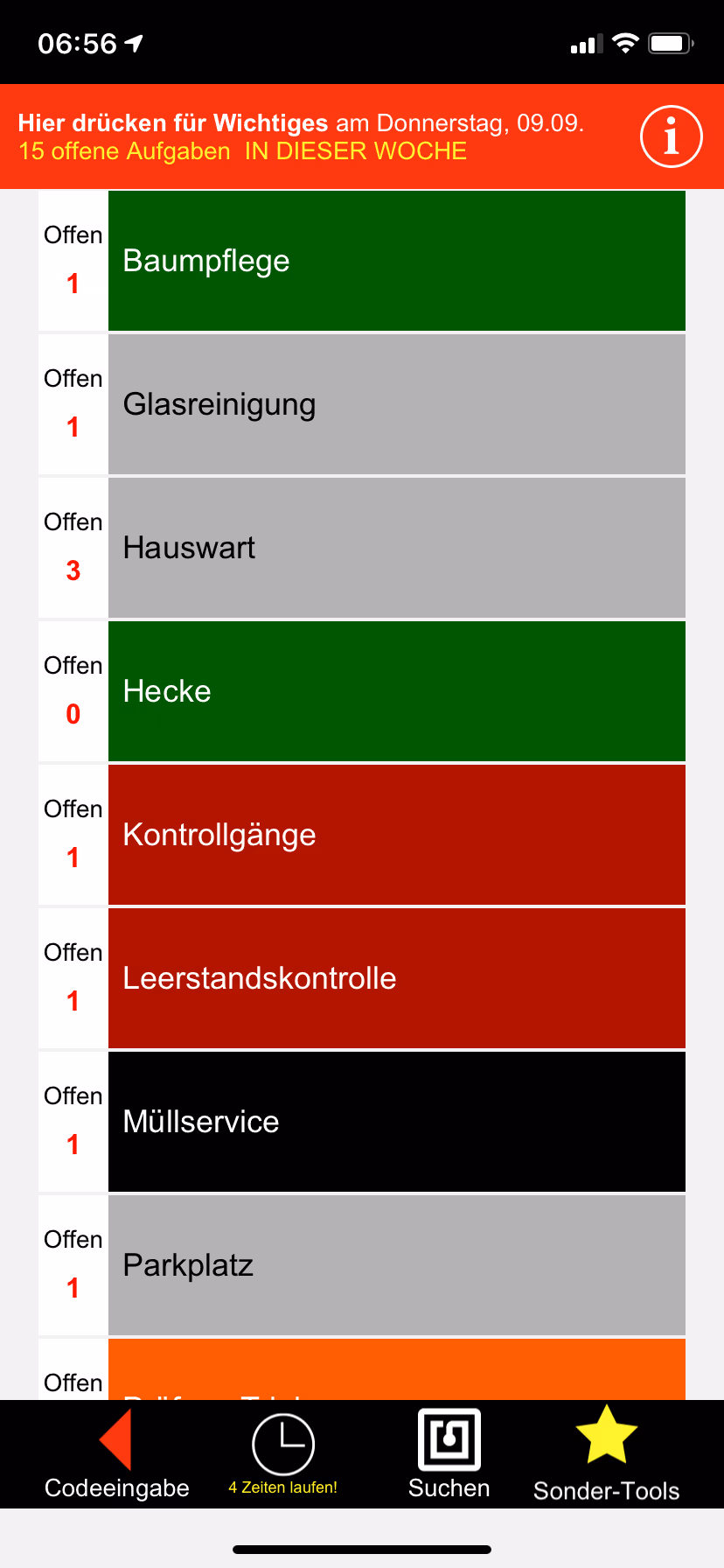 Ansicht - Cloudtool-Liste